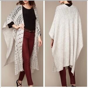 FREE PEOPLE Womens Cable Knit Poncho Cardigan Sweater Shawl in Grey XS/S